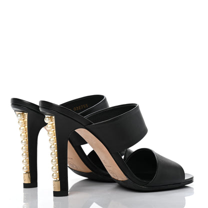 Chanel Lambskin Pearl Sandal Mules 38 Black 4 of 8