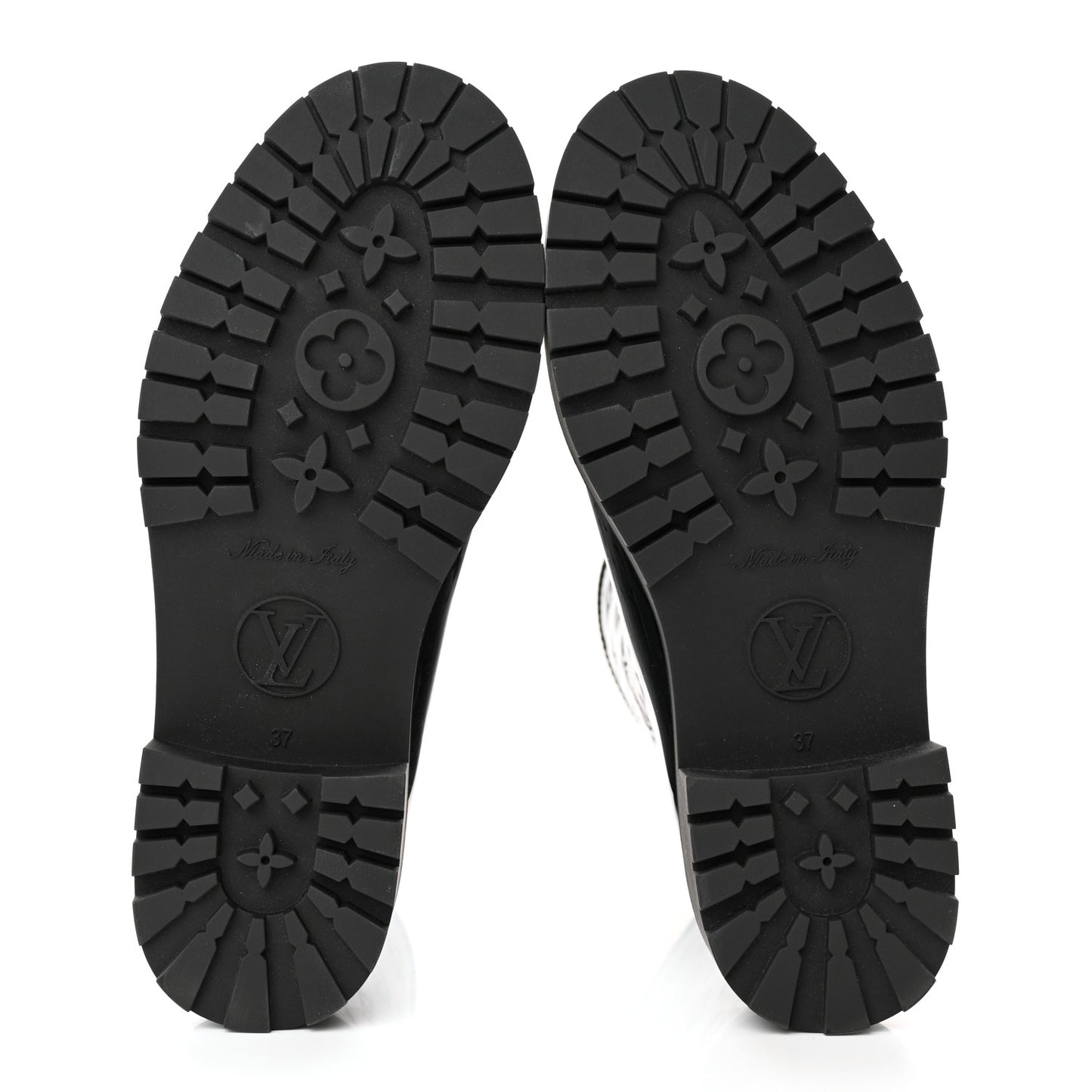Rubber Embossed Monogram Drops Flat Half Boots 37 Black
