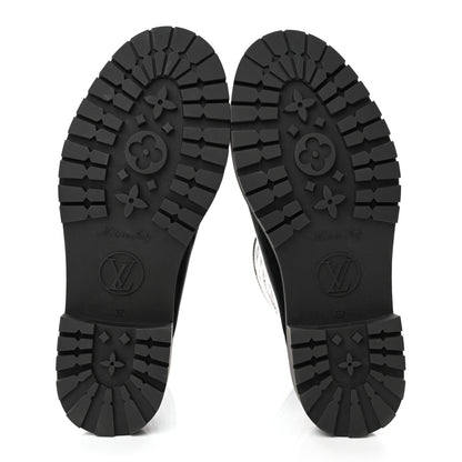 Louis Vuitton Rubber Embossed Monogram Drops Flat Half Boots 37 Black 5 of 12