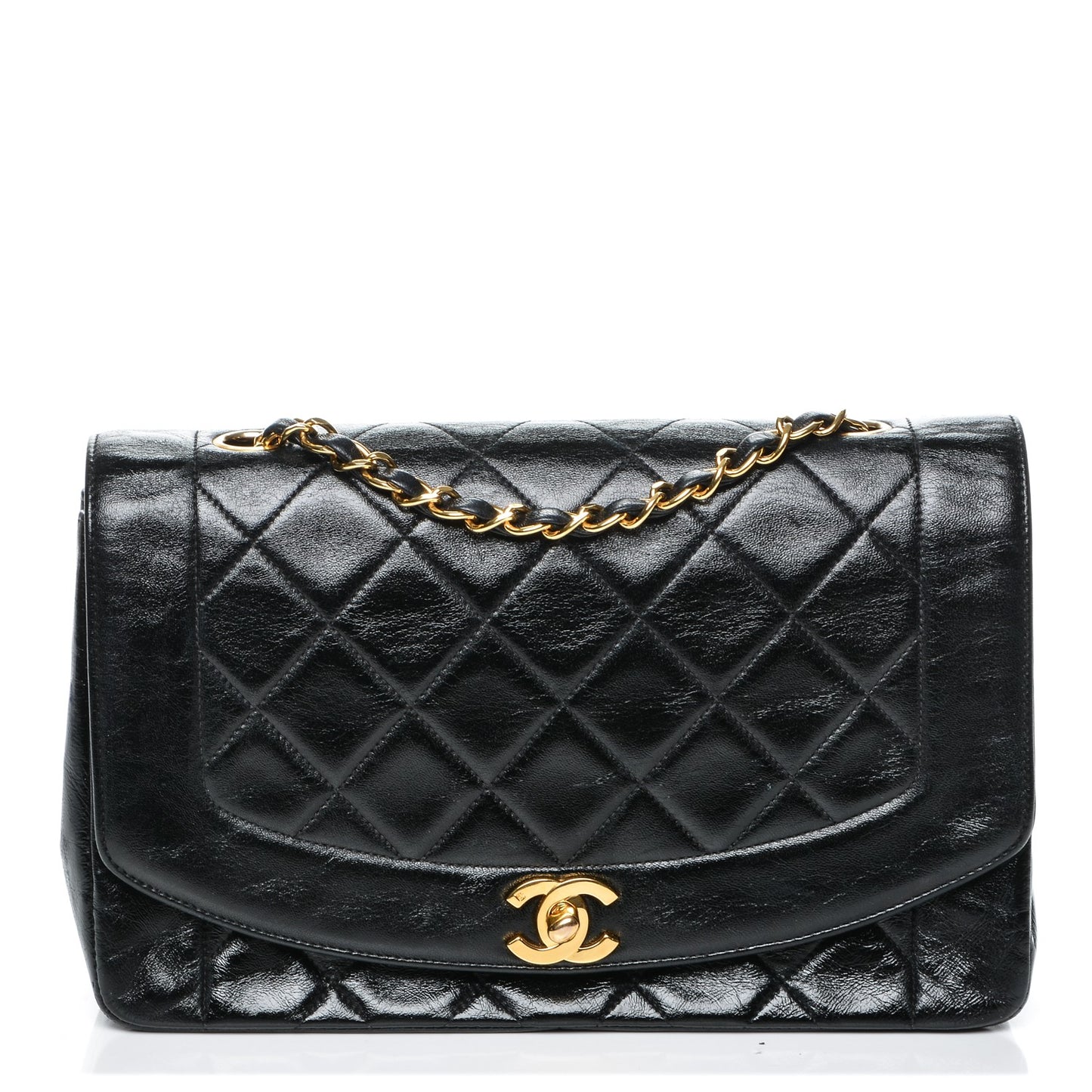 Lambskin Quilted Medium Single Flap Black