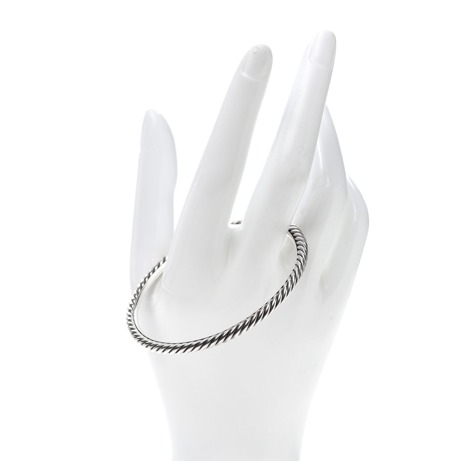 David Yurman Sterling Silver 3mm Cable Classics Bangle Bracelet 2 of 4