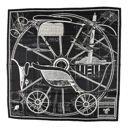 Hermes Silk Carre Geant Summer Petit Duc Scarf 140 Black White 1 of 3