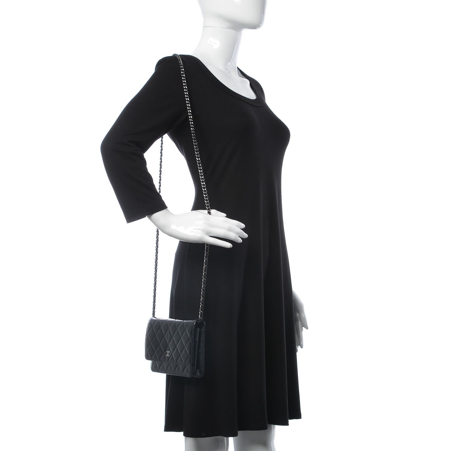 Chanel Patent Quilted Wallet On Chain WOC Black 2 of 9