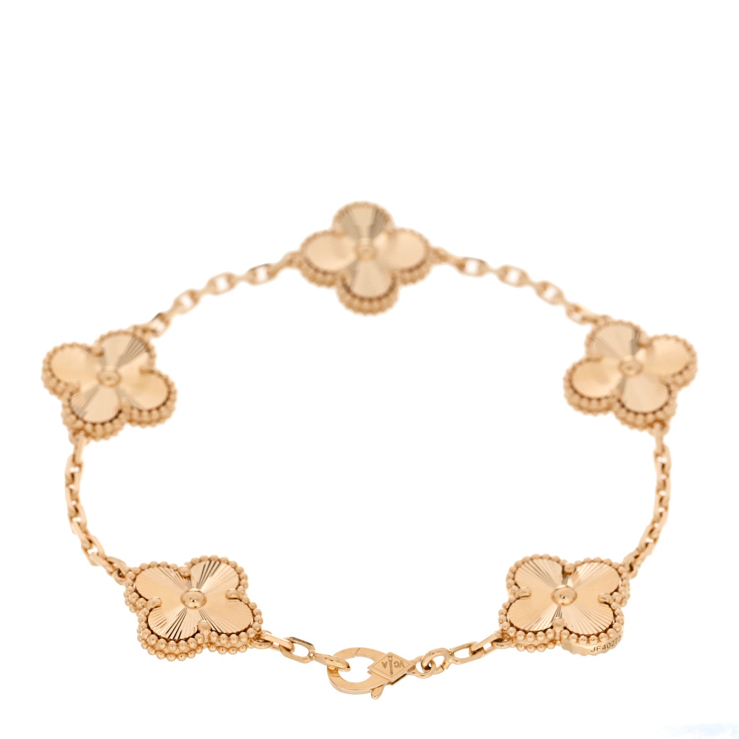 Van Cleef & Arpels 18K Yellow Gold 5 Motifs Guilloche Vintage Alhambra Bracelet 2 of 5