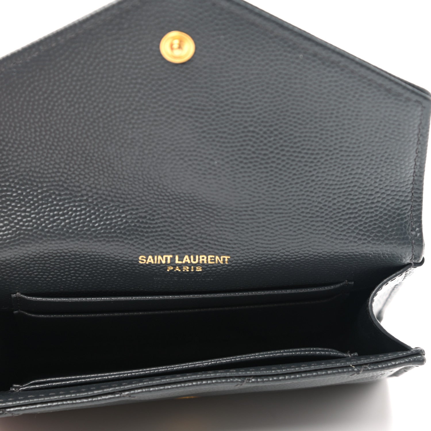 Saint Laurent Grain De Poudre Matelasse Chevron Small Monogram Envelope Wallet Dark Smog 5 of 8