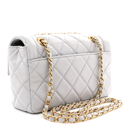 Chanel Shiny Lambskin Quilted Mini Flap Grey 3 of 11