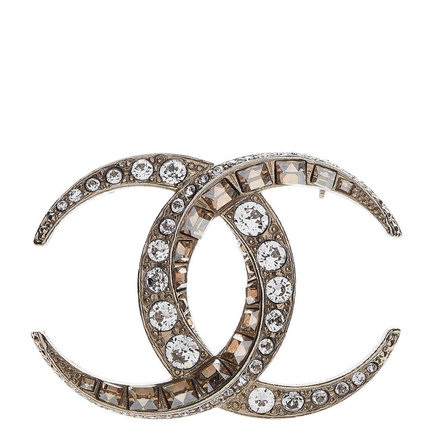 Baguette Crystal Dubai CC Brooch Gold
