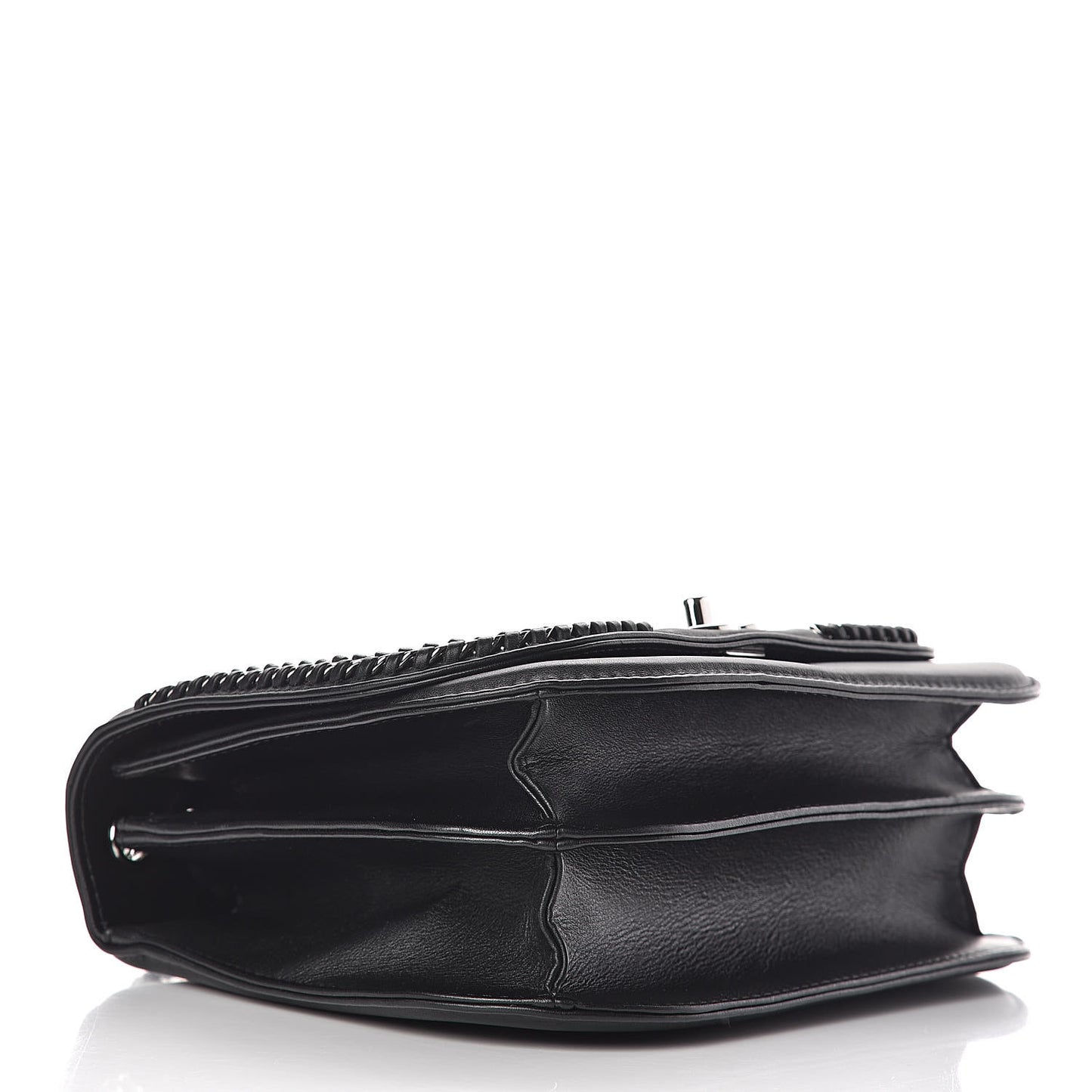 Calfskin Medium Braided Chic Flap Black