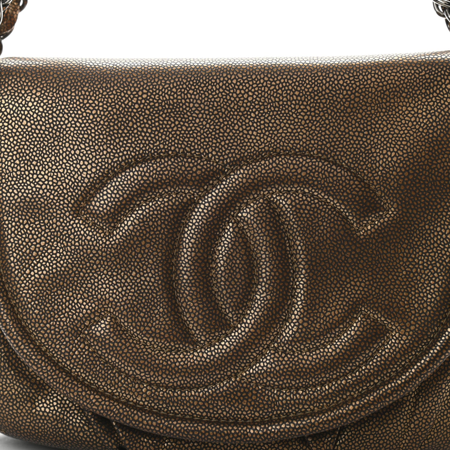 Chanel Metallic Caviar Half Moon Large Flap Bronze 8 of 10