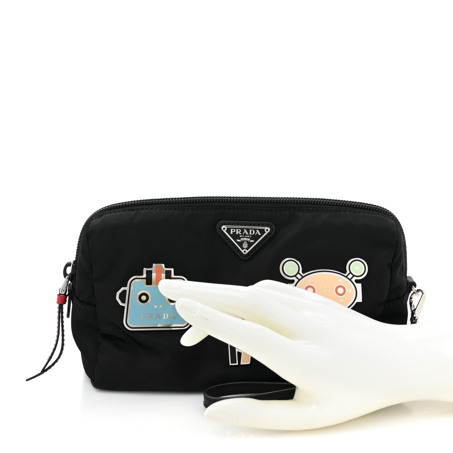 Prada Tessuto Nylon Saffiano Smalto Wristlet Black 2 of 8