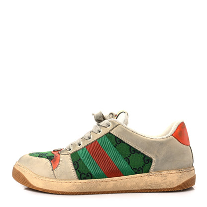 Gucci Nubuck Monogram Web Mens Screener Sneakers 7.5 New Sand Vintage Green Dusty Orange 1 of 9