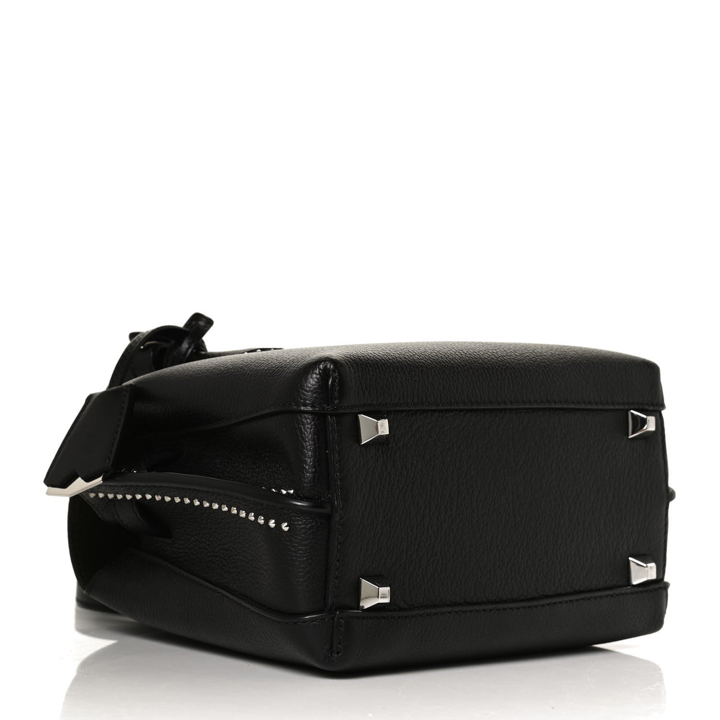 Grained Calfskin Studded Mini Milla Tote Black