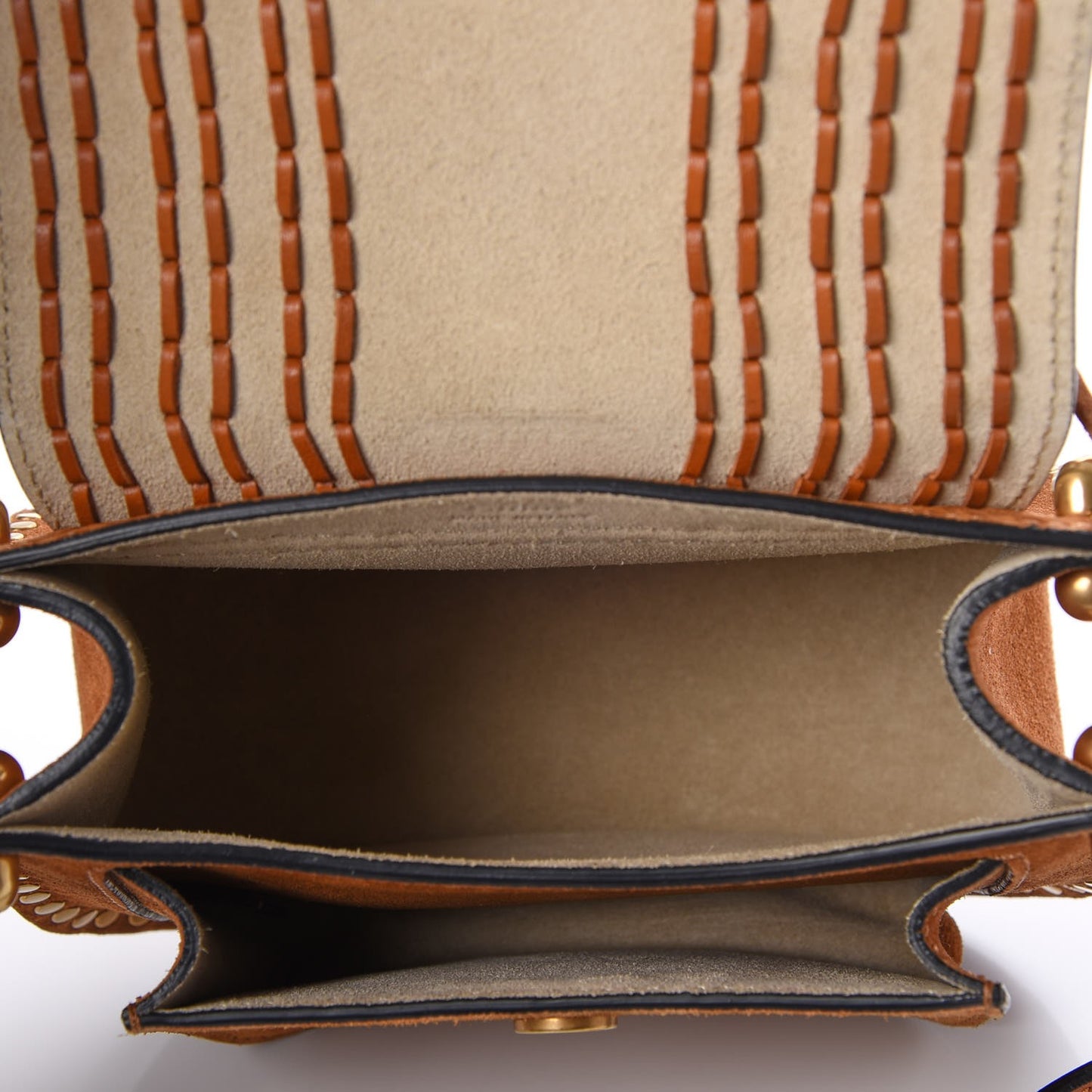 Suede Calfskin Braided Mini Hudson Shoulder Bag Caramel