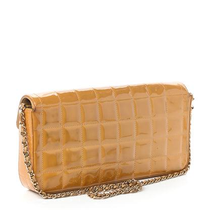 Chanel Patent Quilted East West Chocolate Bar Flap Beige 3 of 11