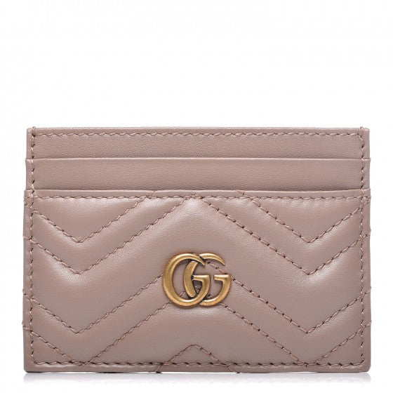Calfskin Matelasse GG Marmont Card Holder Porcelain Rose