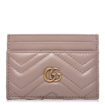 Gucci Calfskin Matelasse GG Marmont Card Holder Porcelain Rose 1 of 7
