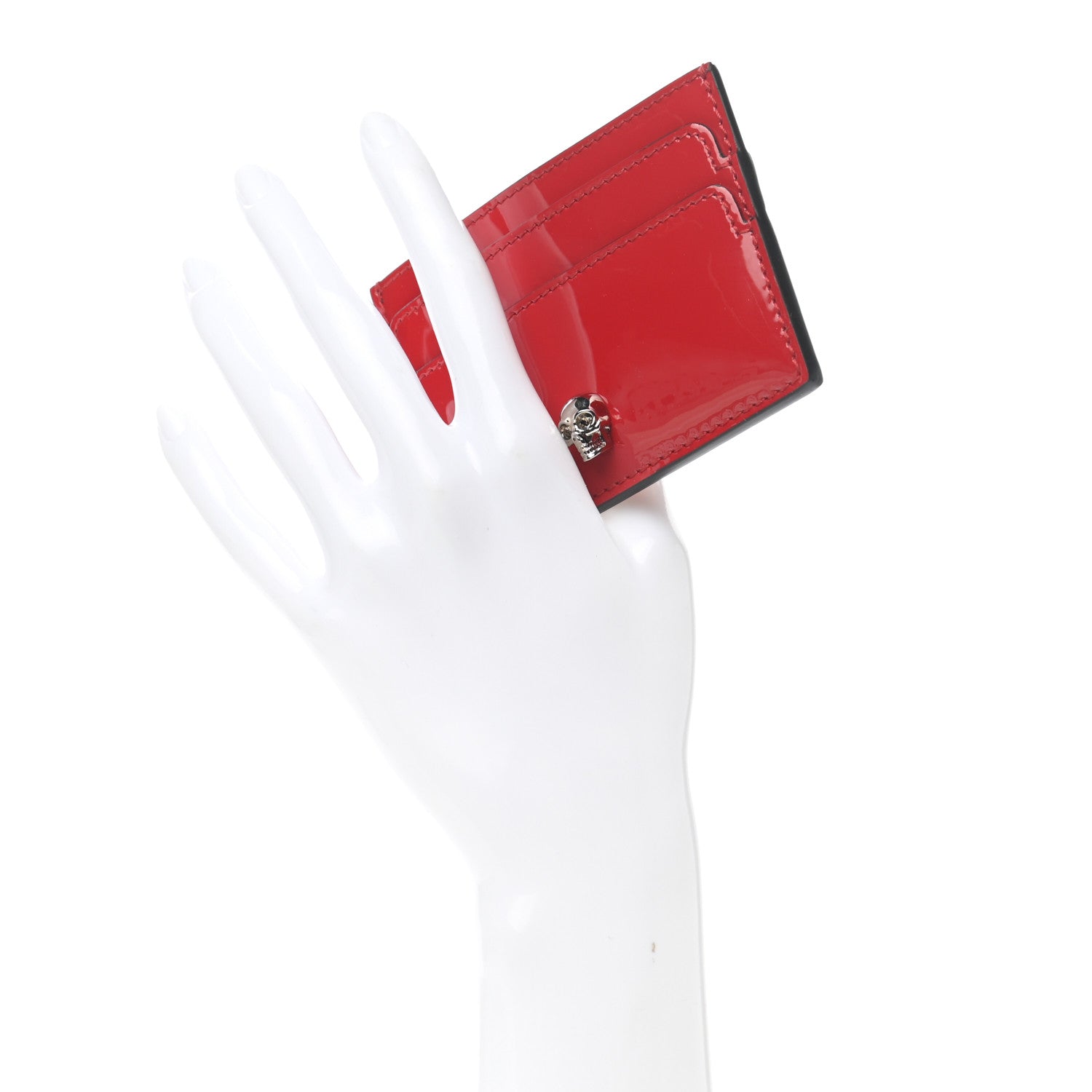Alexander McQueen Patent Skull Card Holder Crimson 2 of 6