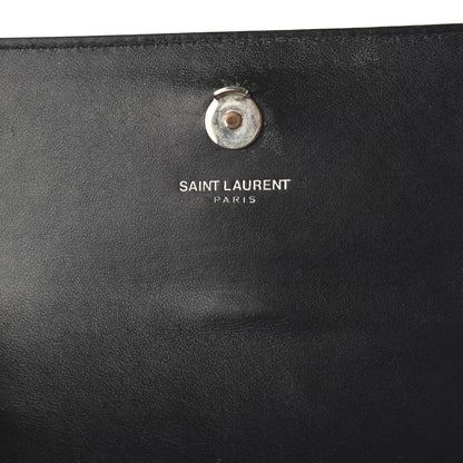 Saint Laurent Calfskin Crocodile Embossed Monogram Sunset Chain Wallet Black 8 of 9