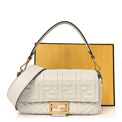 Fendi Nappa FF 1974 Embossed Baguette White 10 of 10