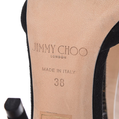 Jimmy Choo Suede Beaded Feline Sandals 38 Black 8 of 9