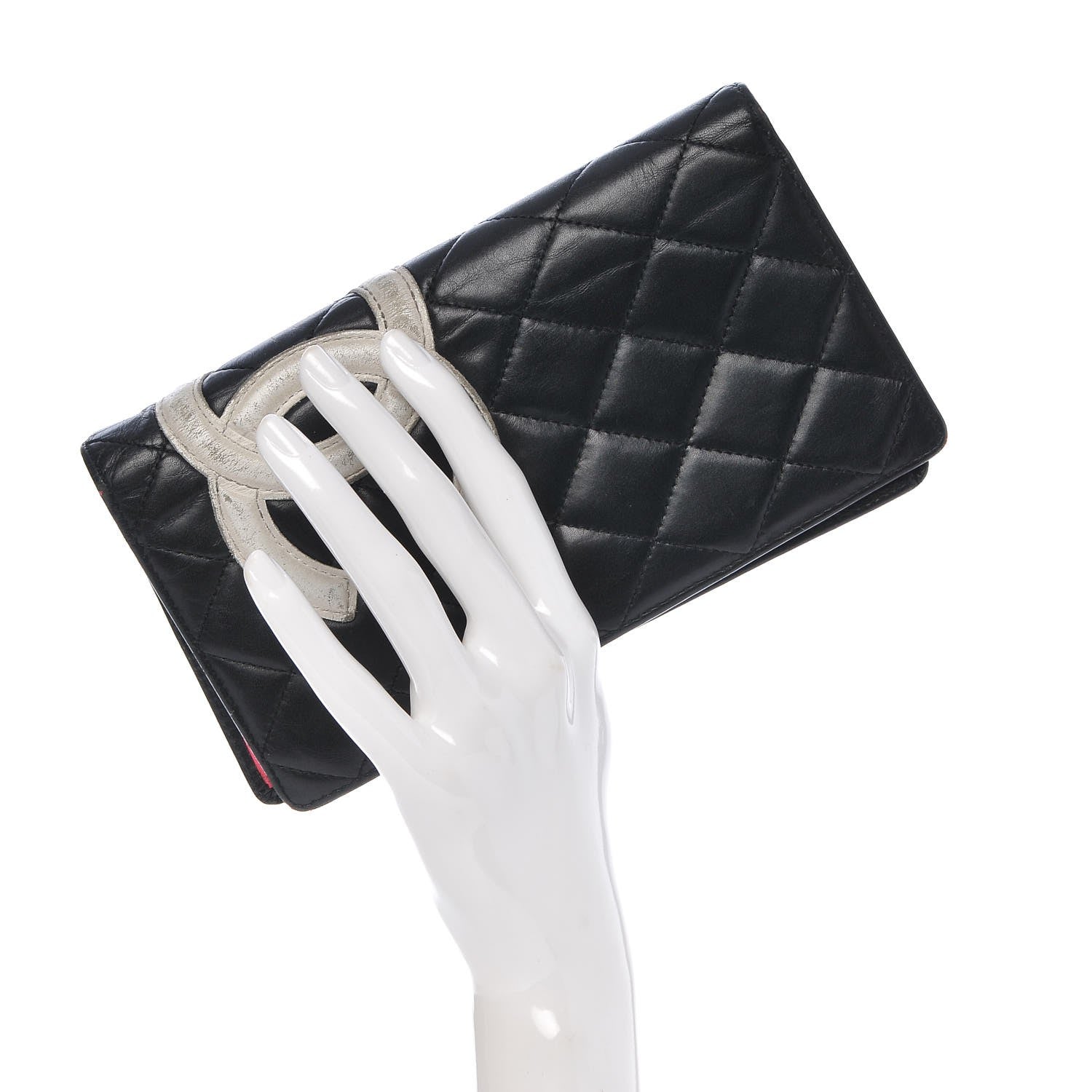 Chanel Calfskin Quilted Cambon Yen Wallet Black White 2 of 19