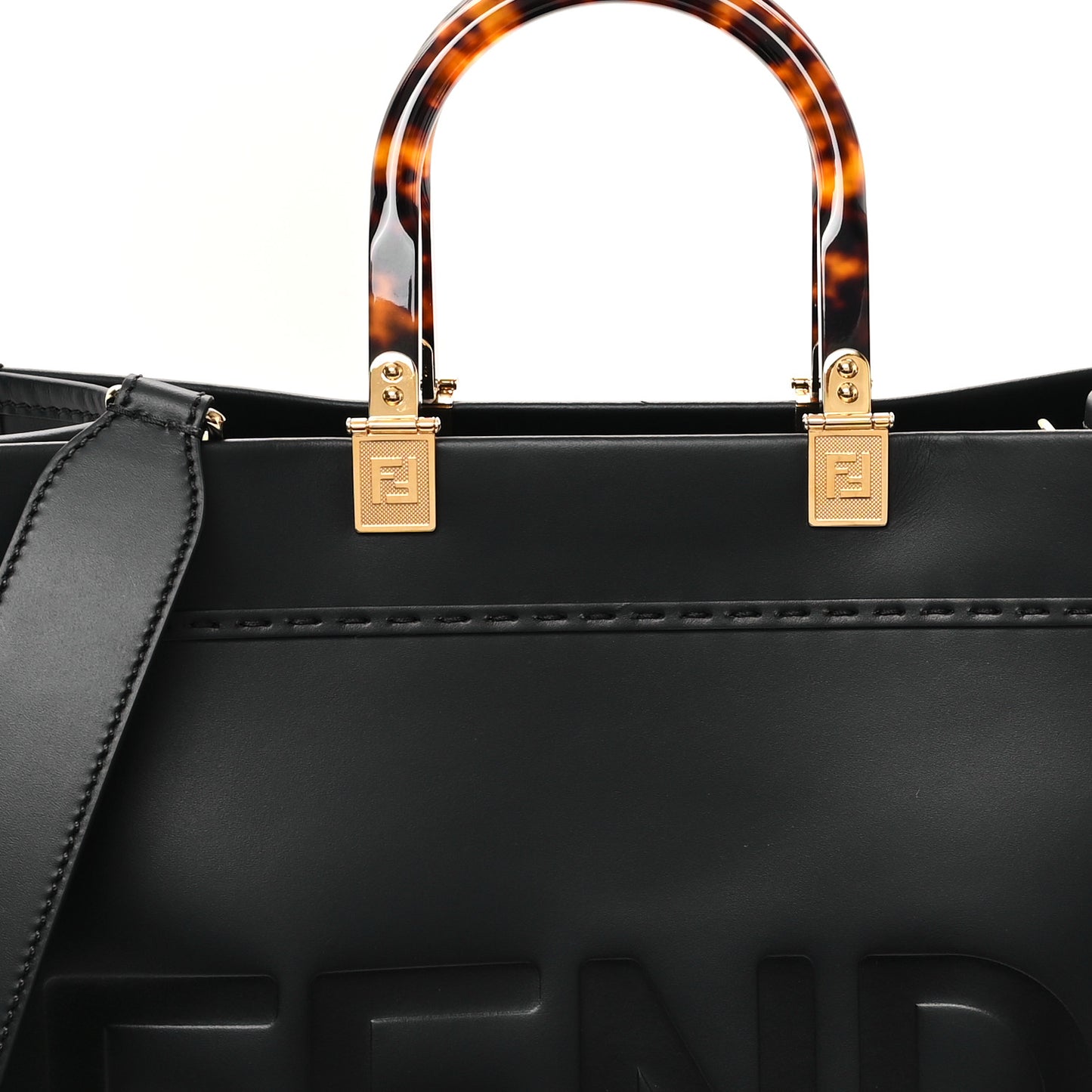 Vitello King Plexiglass Medium Fendi Sunshine Shopper Tote Black