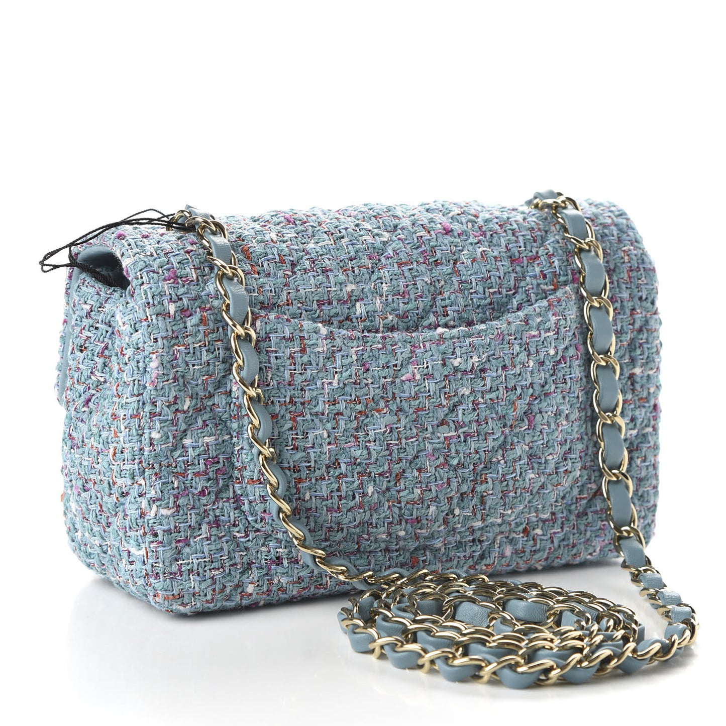 Tweed Quilted Mini Rectangular Flap Turquoise Purple White Red