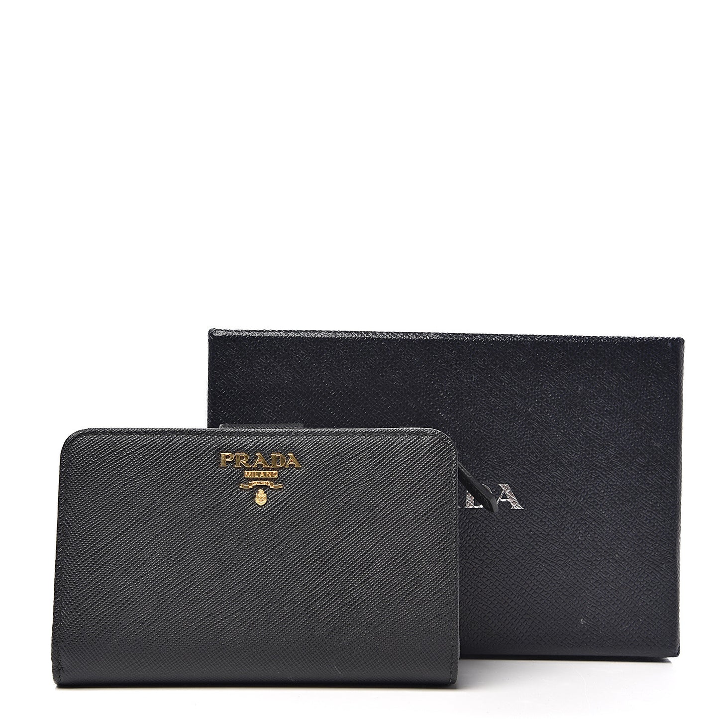 Saffiano Metal Compact Wallet Black