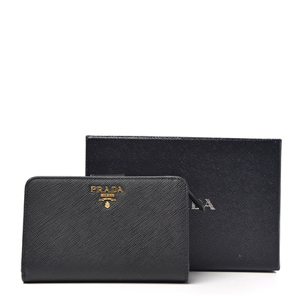 Prada Saffiano Metal Compact Wallet Black 7 of 7