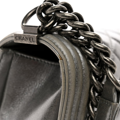 Chanel Metallic Calfskin Quilted Large Boy Flap Silver 12 of 12
