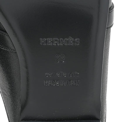 Hermes Goatskin Oz Mules 38 Black 6 of 9