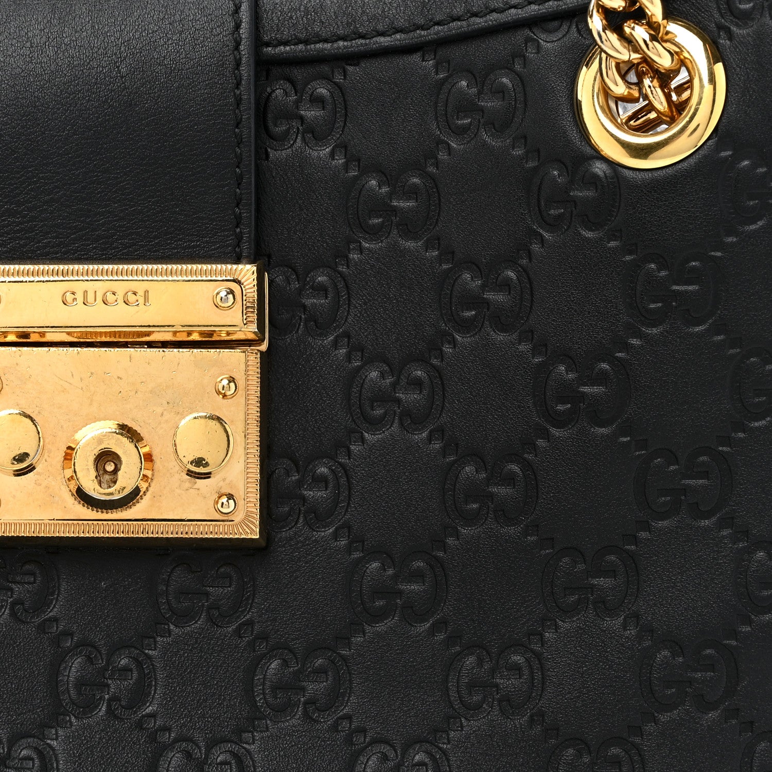 Gucci Guccissima Medium Padlock Tote Black 8 of 19