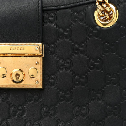 Gucci Guccissima Medium Padlock Tote Black 8 of 19