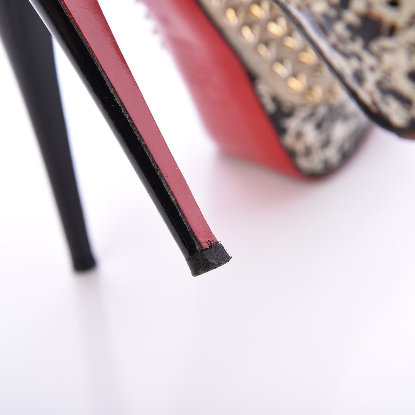 Veau Velours Patent Lady Peep Spikes 150 Pumps 36 Stone