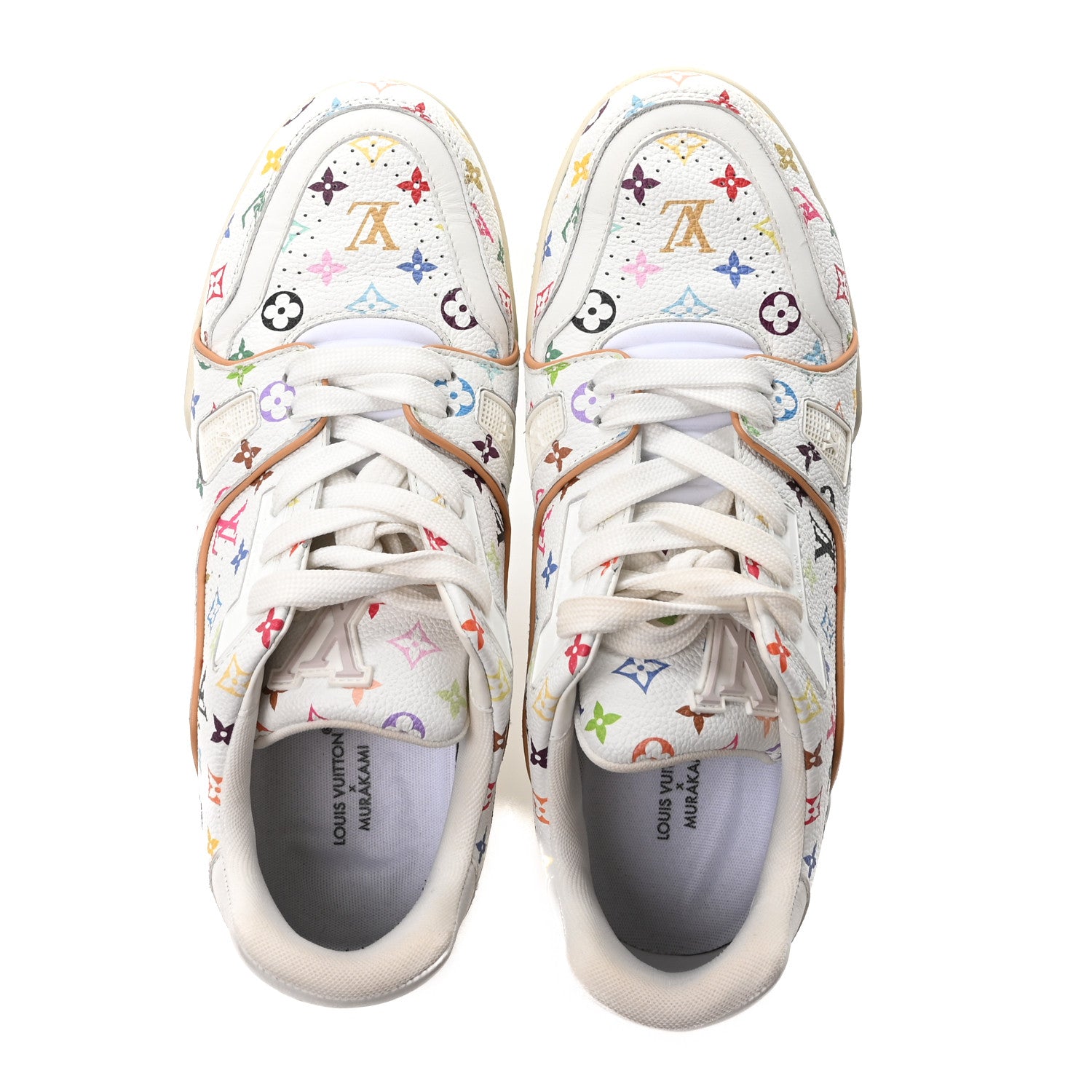 Louis Vuitton LV X TM Calfskin Monogram Multicolor Womens LV Trainer Sneakers 39 White 2 of 9