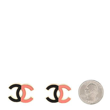 Chanel Enamel Large CC Earrings Black Pink 2 of 4