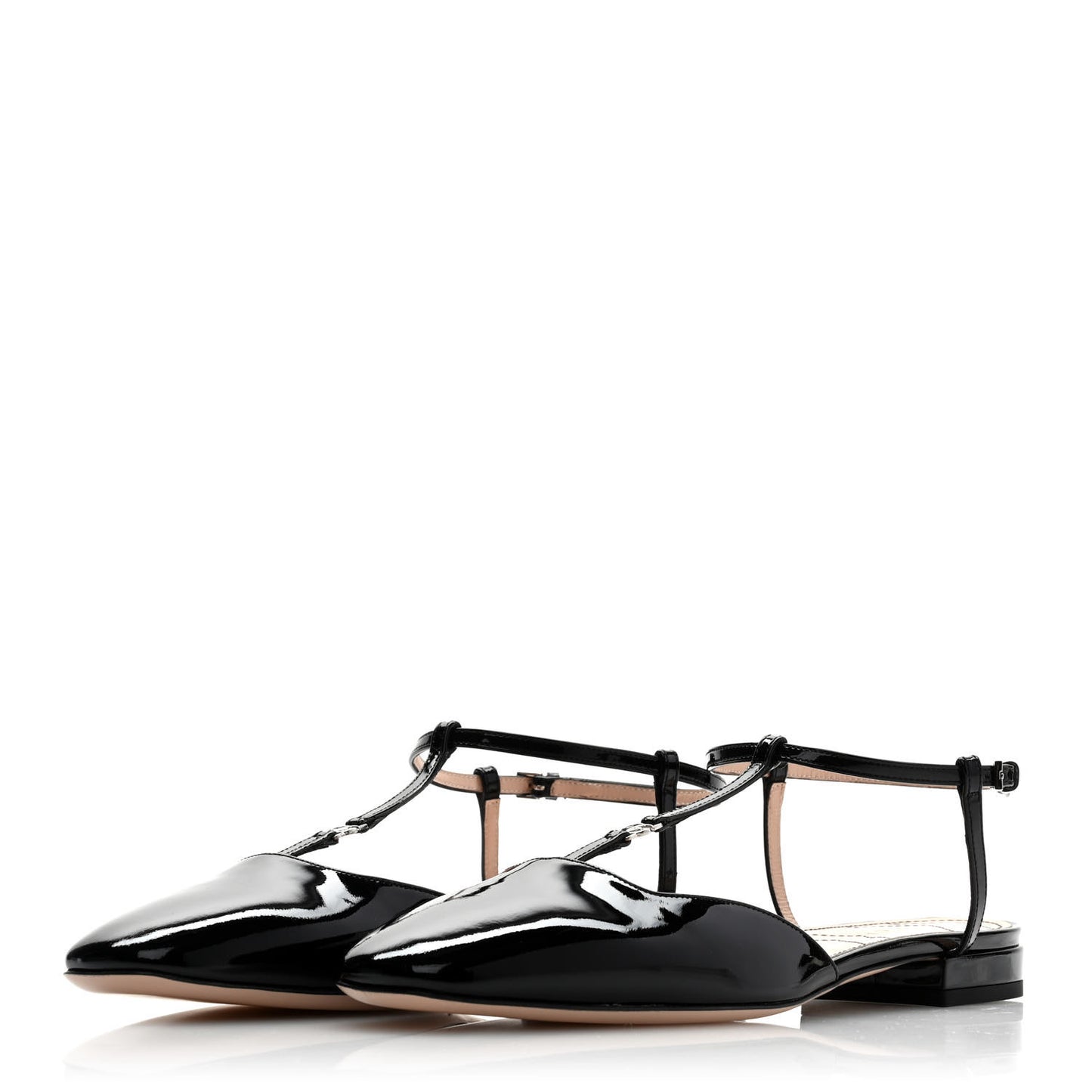 Vernice Crystal Double G Ballet Flats 40 Black