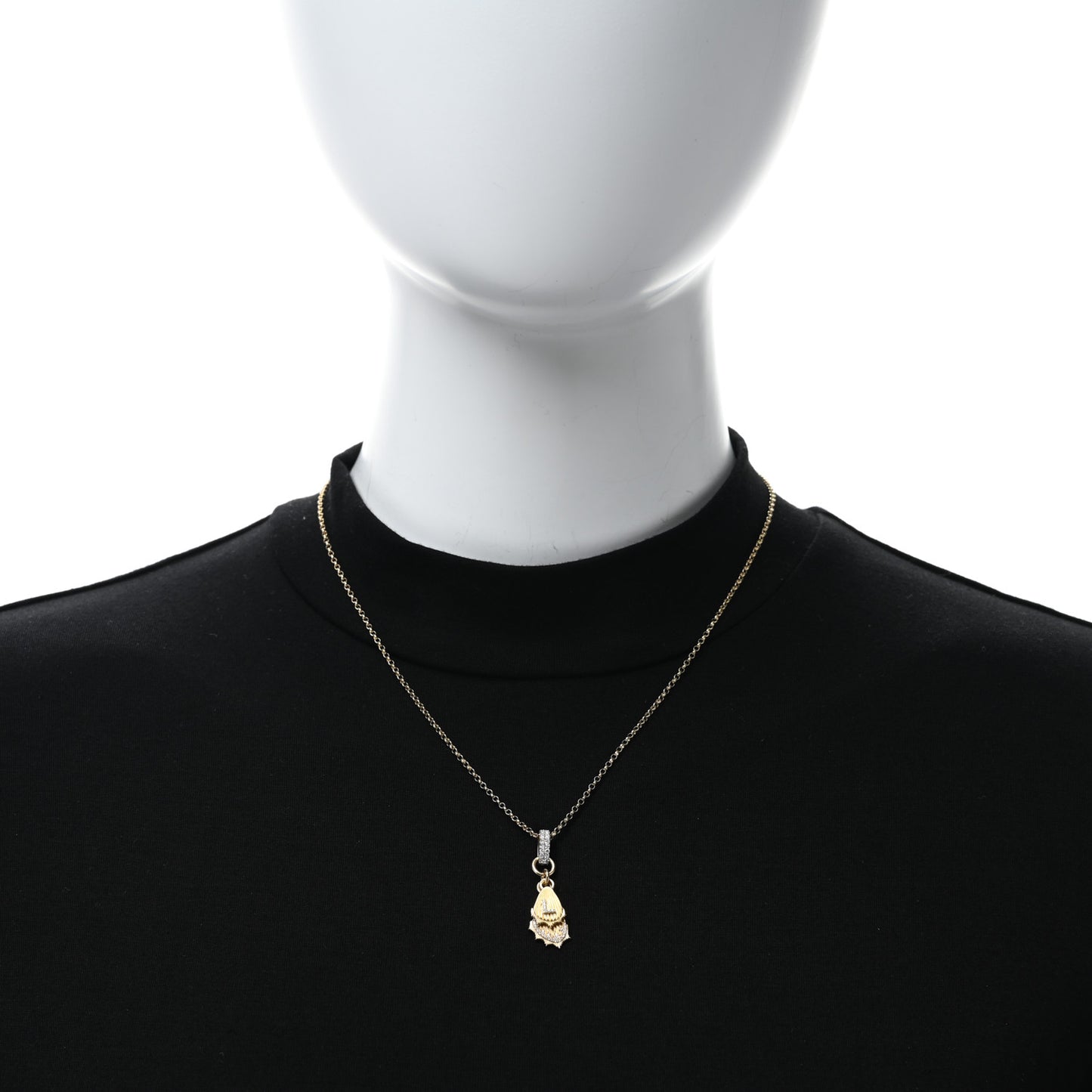 18K Yellow Gold Diamond Encrusted Butterfly Wings Initial L Miniature Medallion Necklace