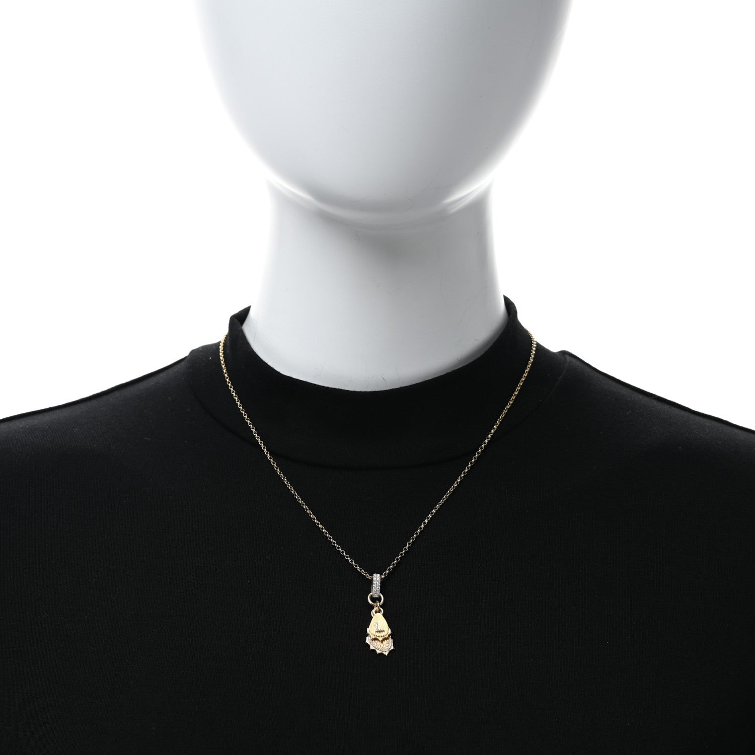 Foundrae 18K Yellow Gold Diamond Encrusted Butterfly Wings Initial L Miniature Medallion Necklace 2 of 4