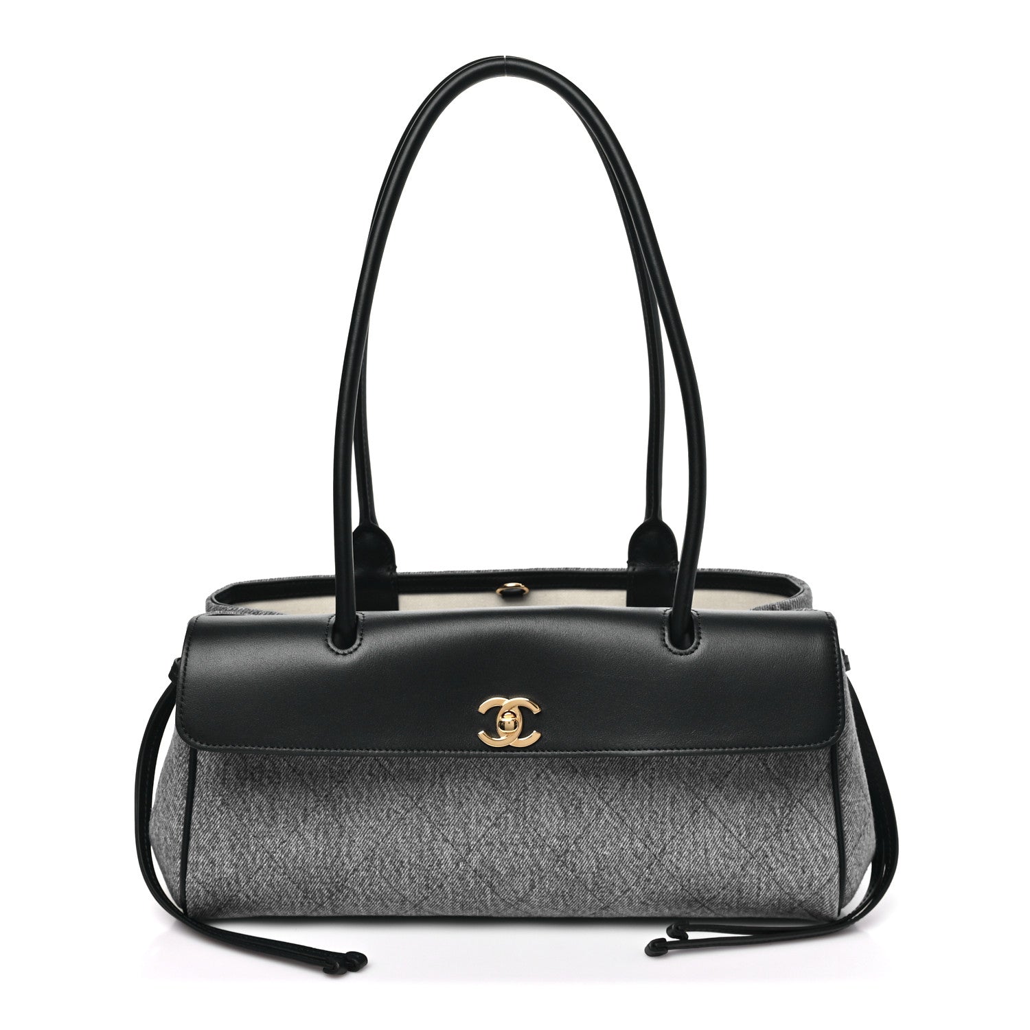 Chanel Calfskin Denim Stitched Urban Essentials Small Shopping Bag Blue Black 1 of 10
