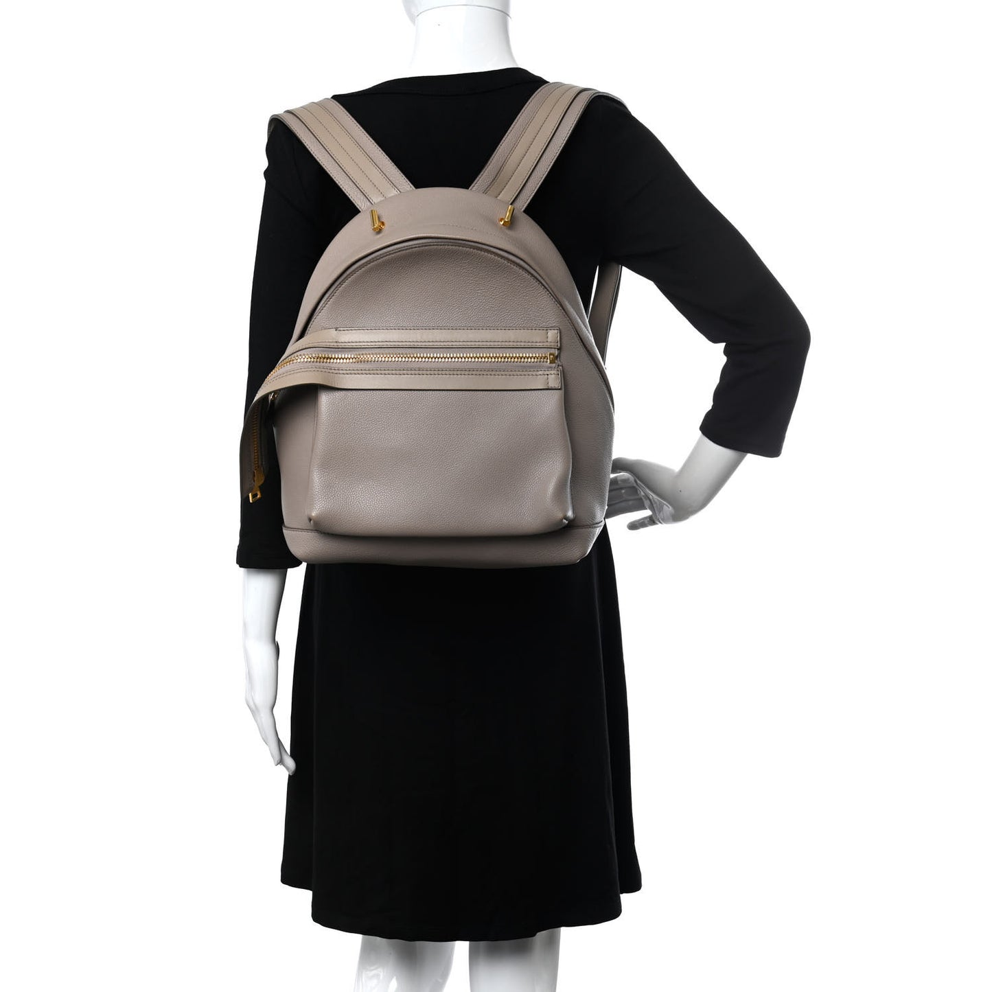 Grained Calfskin Epson Big Zip Backpack Taupe