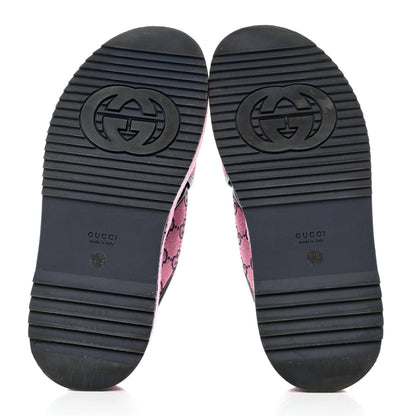 Gucci Monogram Multicolor Criss Cross Platform Slide Sandals 37.5 Pink Blue 5 of 9
