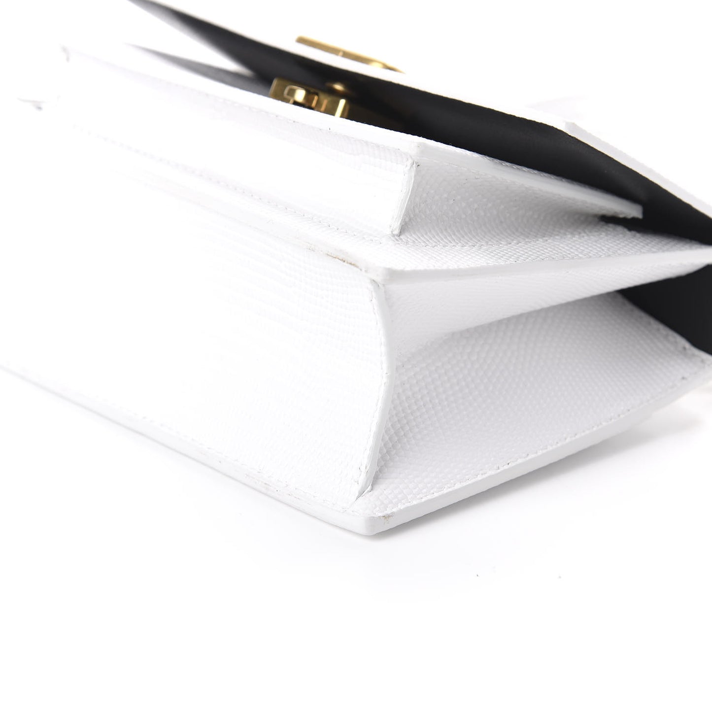 Patent Calfskin Lizard Embossed XS Sharp Top Handle Bag White