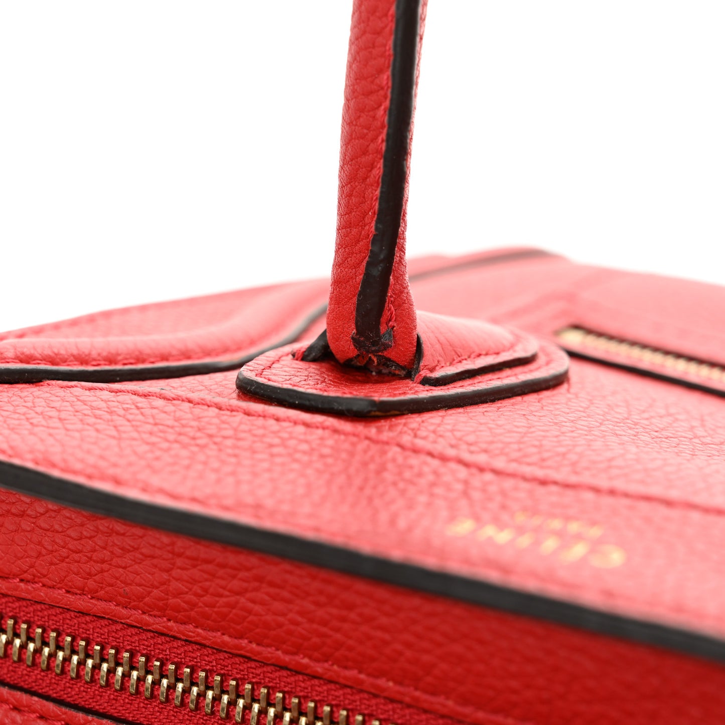 Drummed Calfskin Nano Luggage Red