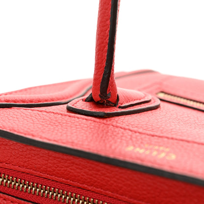 Celine Drummed Calfskin Nano Luggage Red 14 of 15