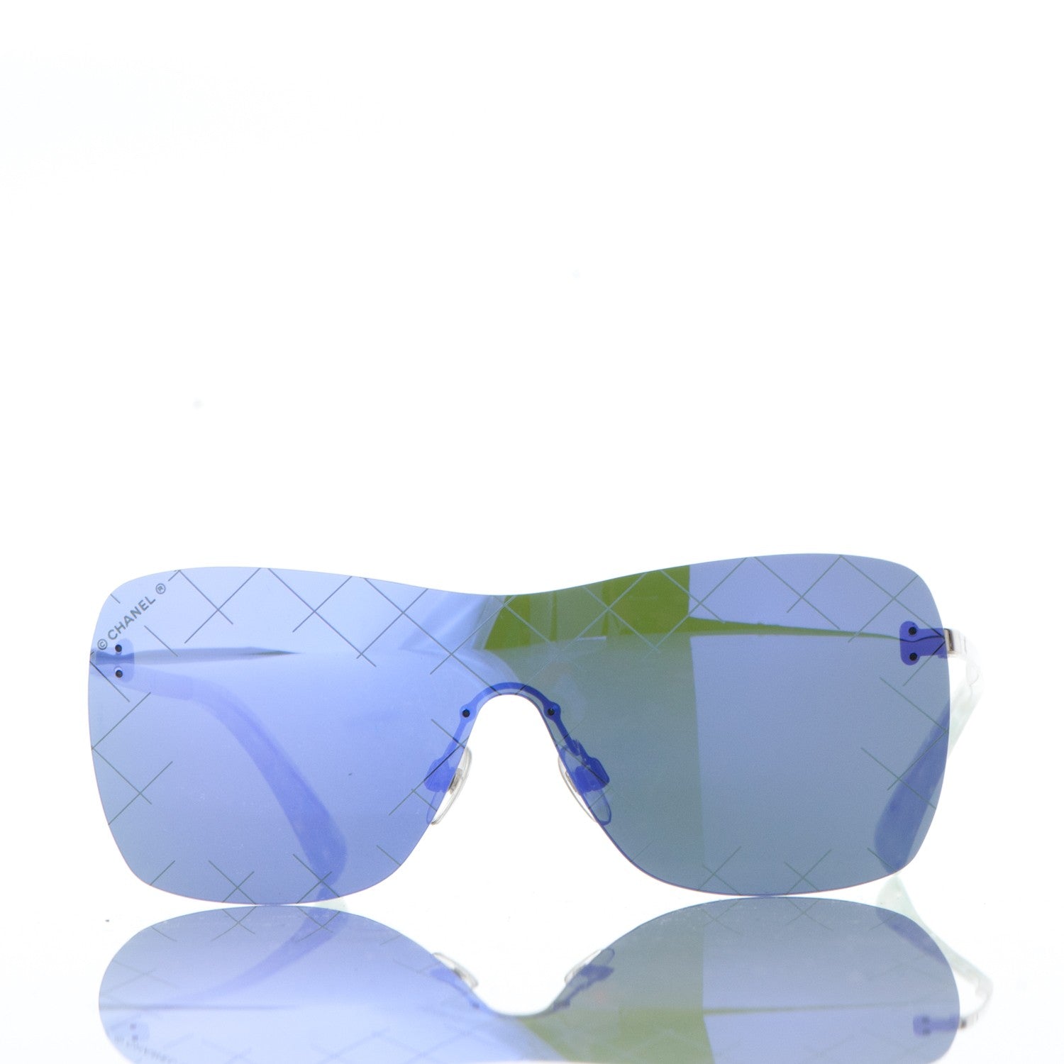 Chanel Shield Runway Sunglasses 4215 Silver Blue Mirror 2 of 10