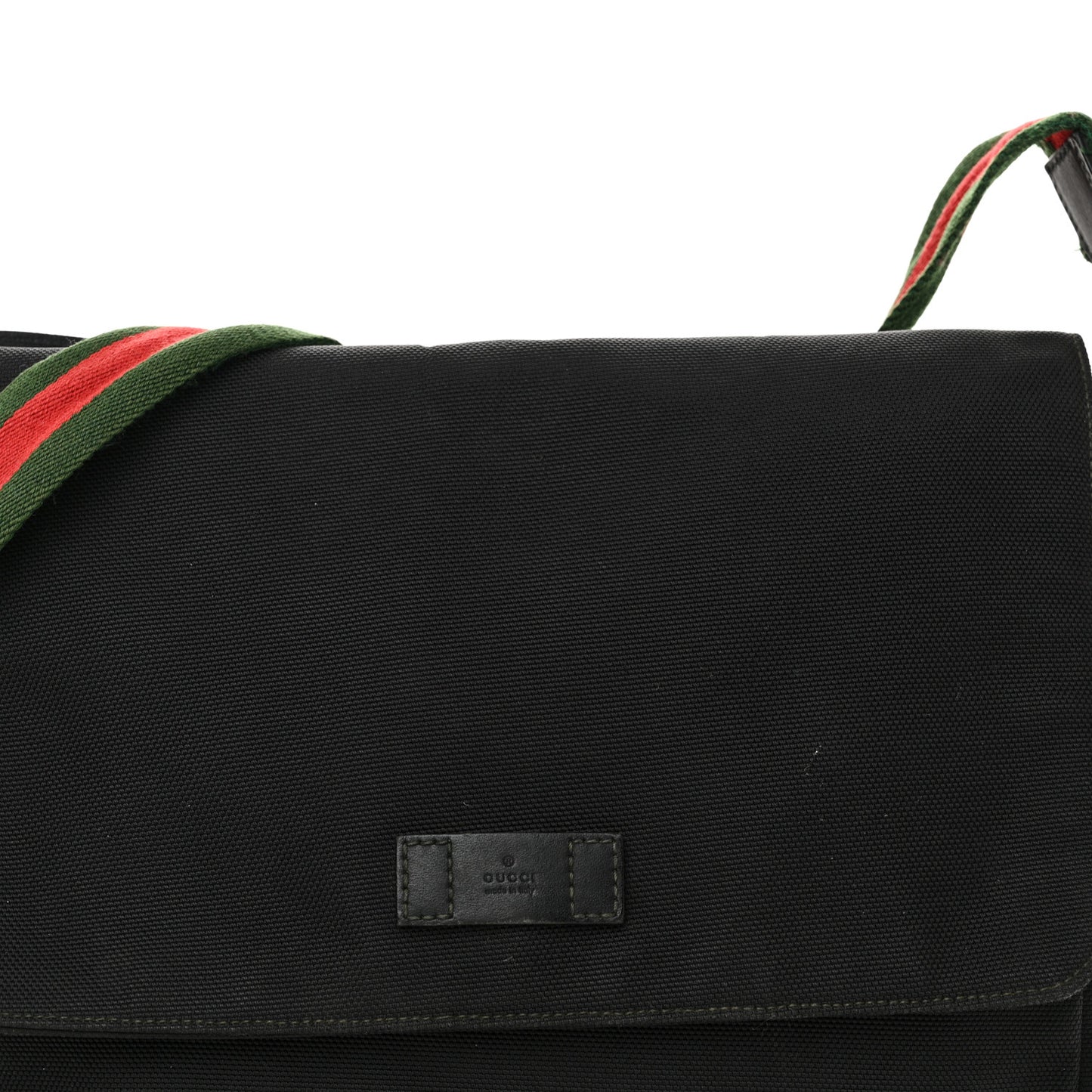 Techno Canvas Web Large Flap Messenger Bag Black