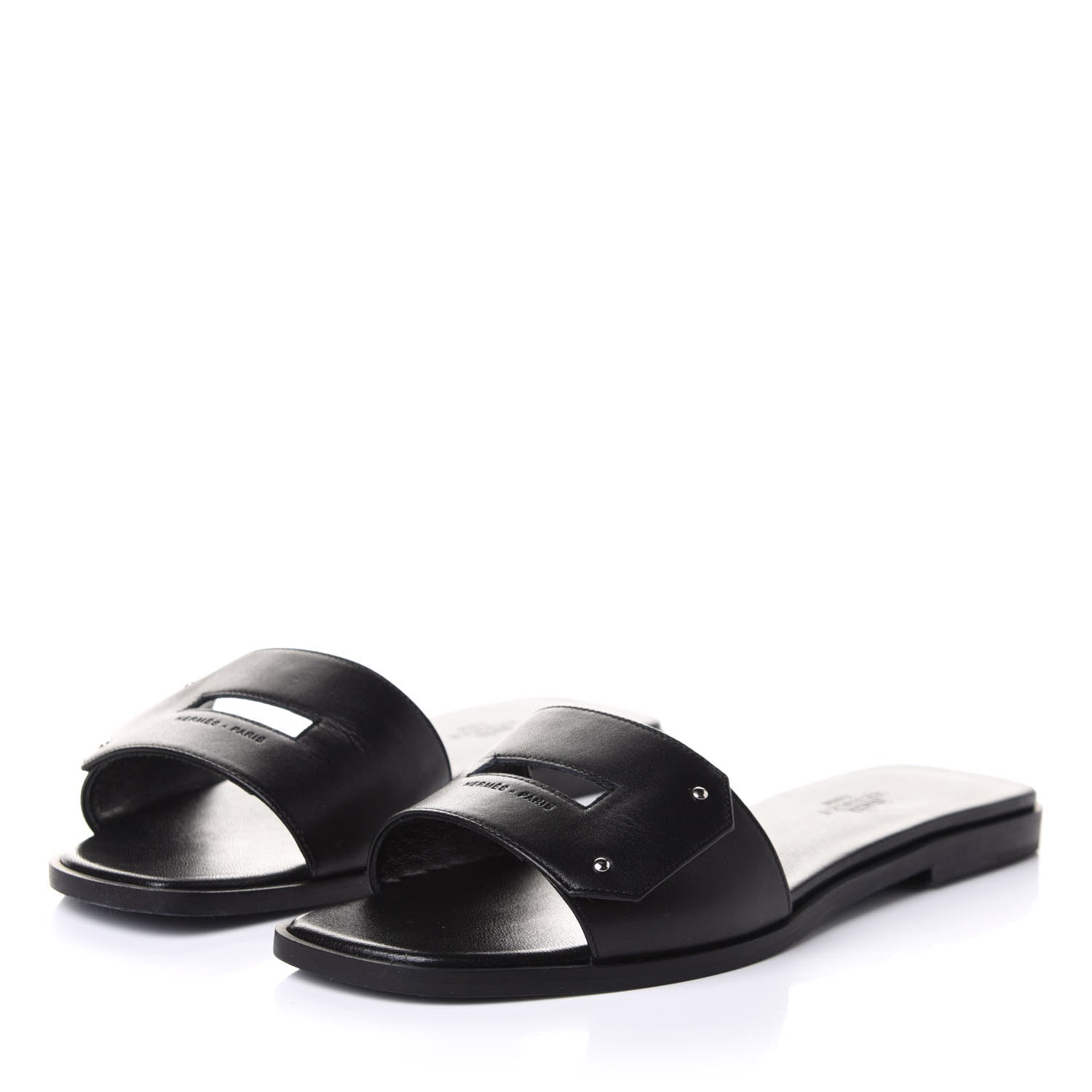 Hermes Calfskin View Sandals 37.5 Black 3 of 10