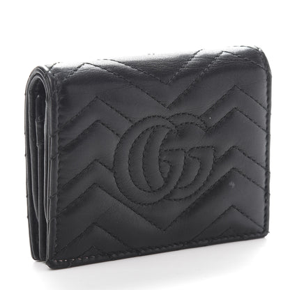 Gucci Calfskin Matelasse GG Marmont Card Case Wallet Black 3 of 9