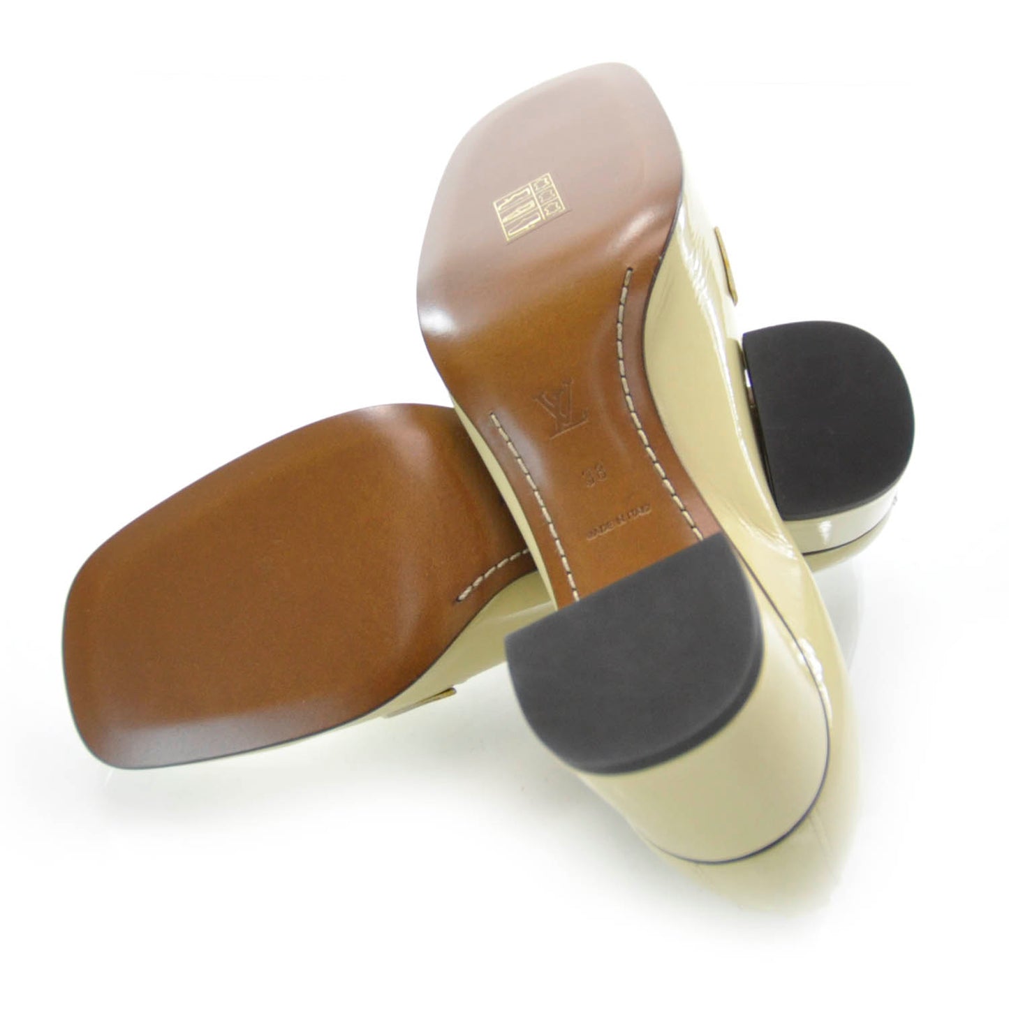 Patent Leather Buckle Loafer Heels 38